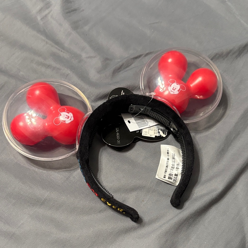 NWT Red Balloon Light Up Mickey Mouse Ears Headband